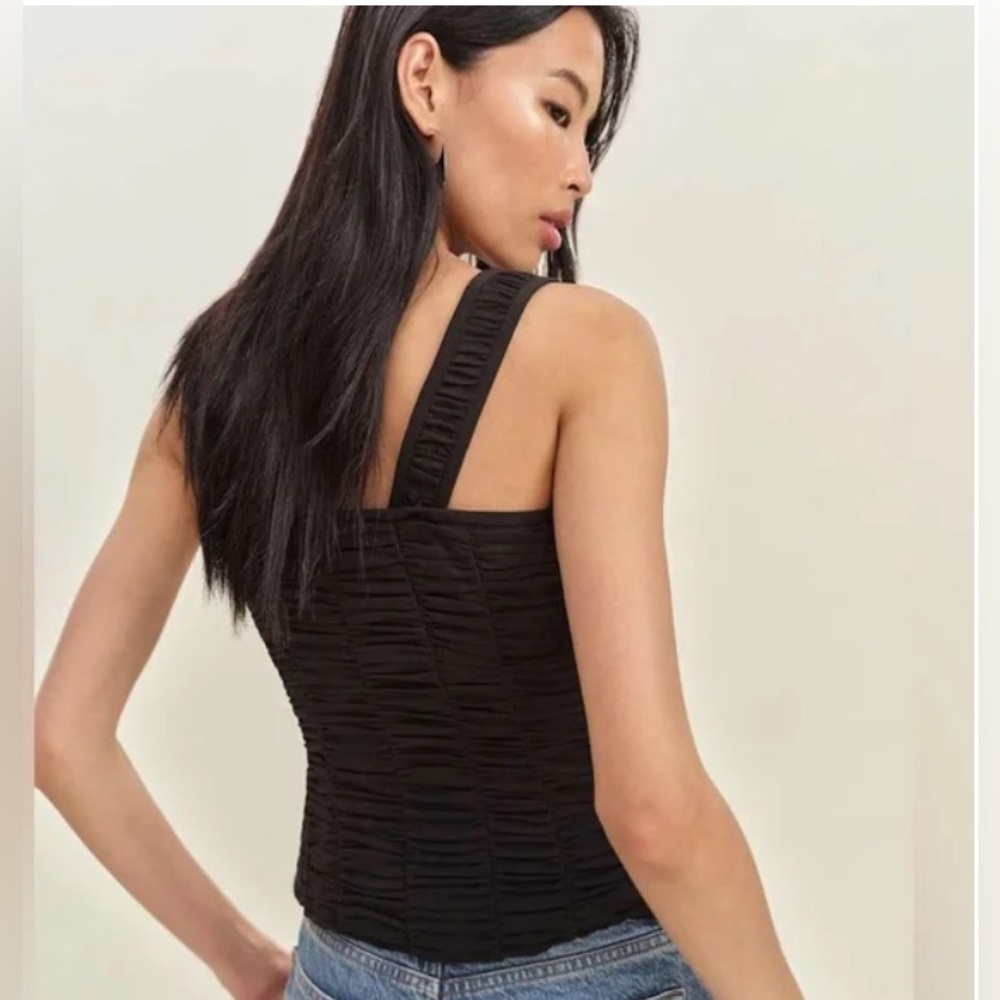 Reformation Black Ruched Button-Front Tank - Picture 4 of 13